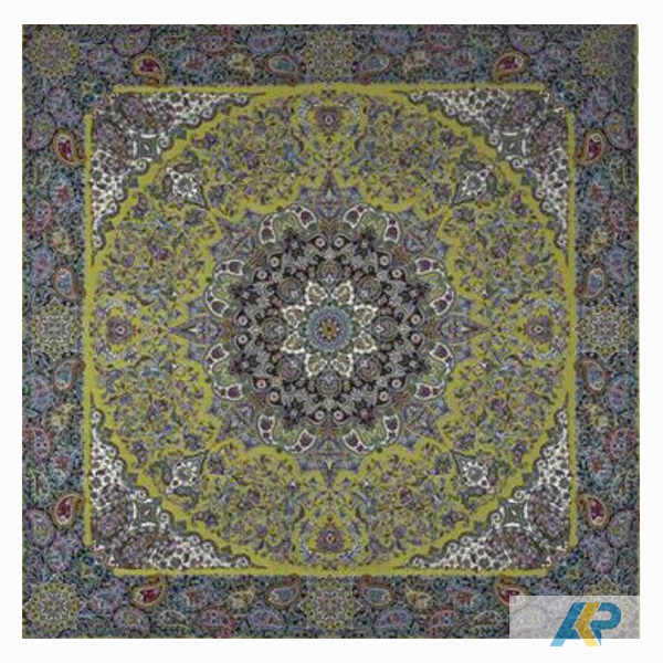 ترمه طرح همایونی طلایی زرد مربع سایز 100 * 100